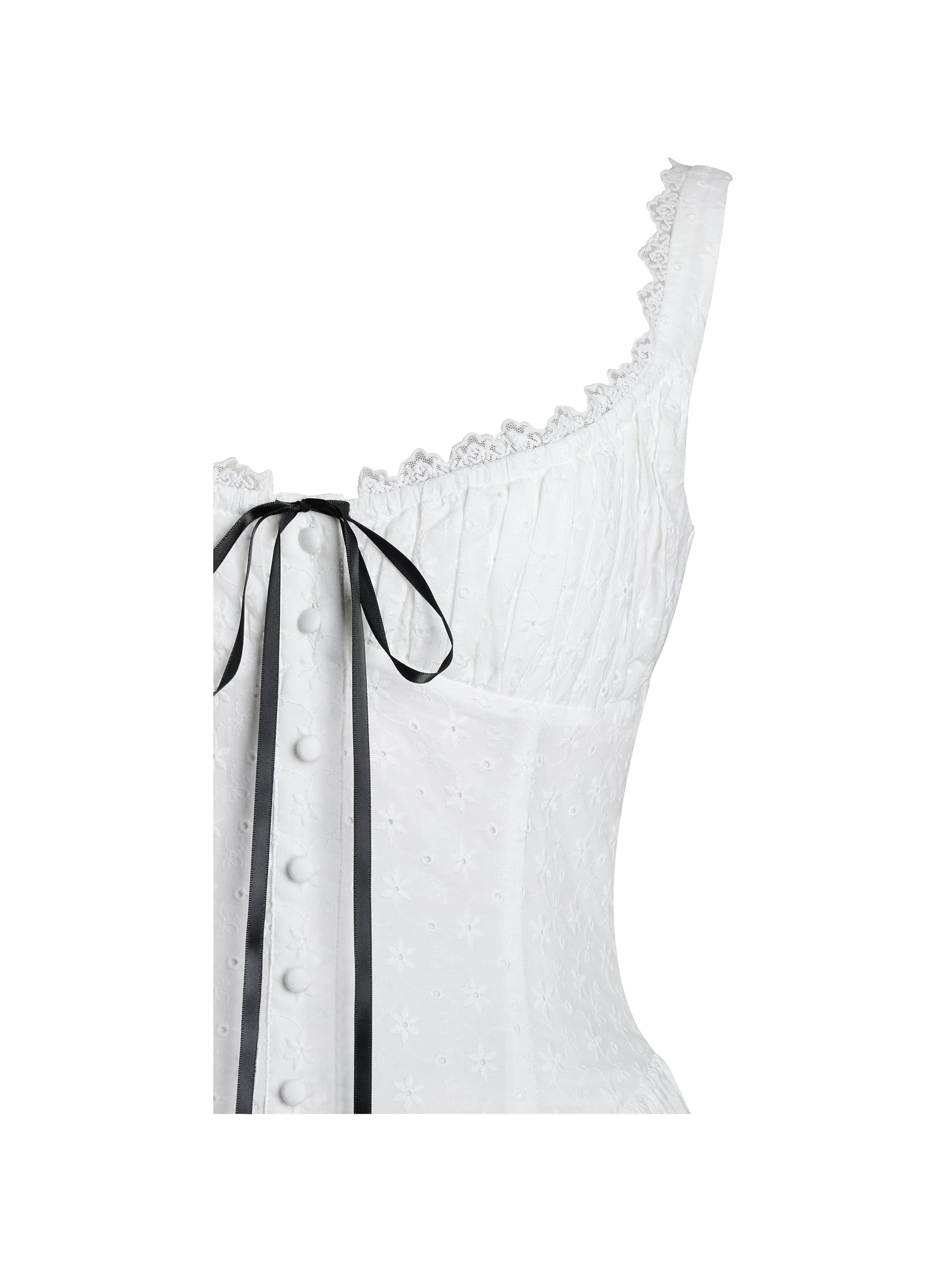 Madison Cotton Eyelet Square Neck Midi Dress - HOUSE OF SHE