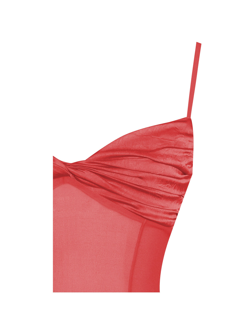 Dahlina Red Ruched Waist High Slit Maxi Dress