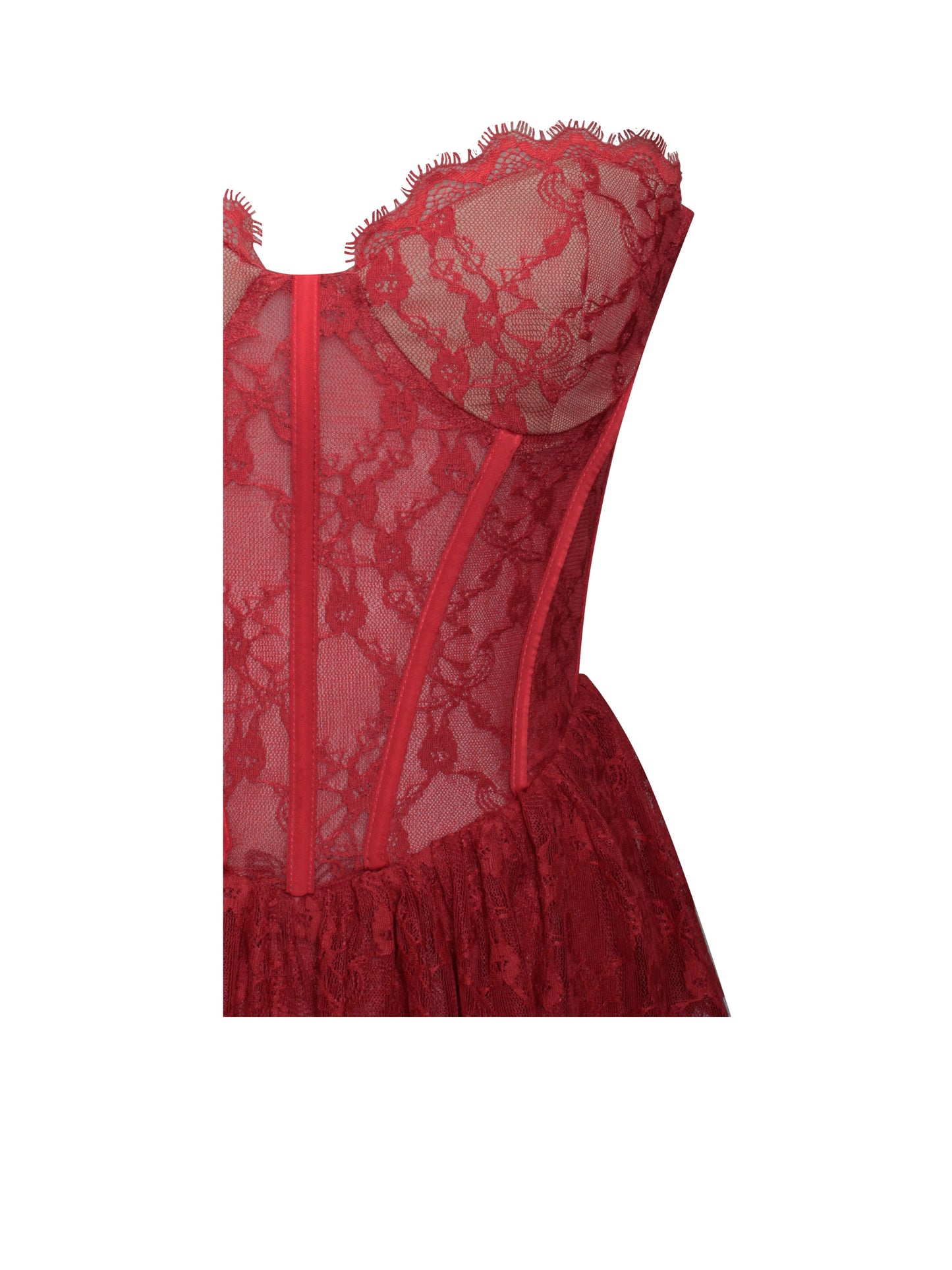 Quin Red Lace Corset Maxi Dress