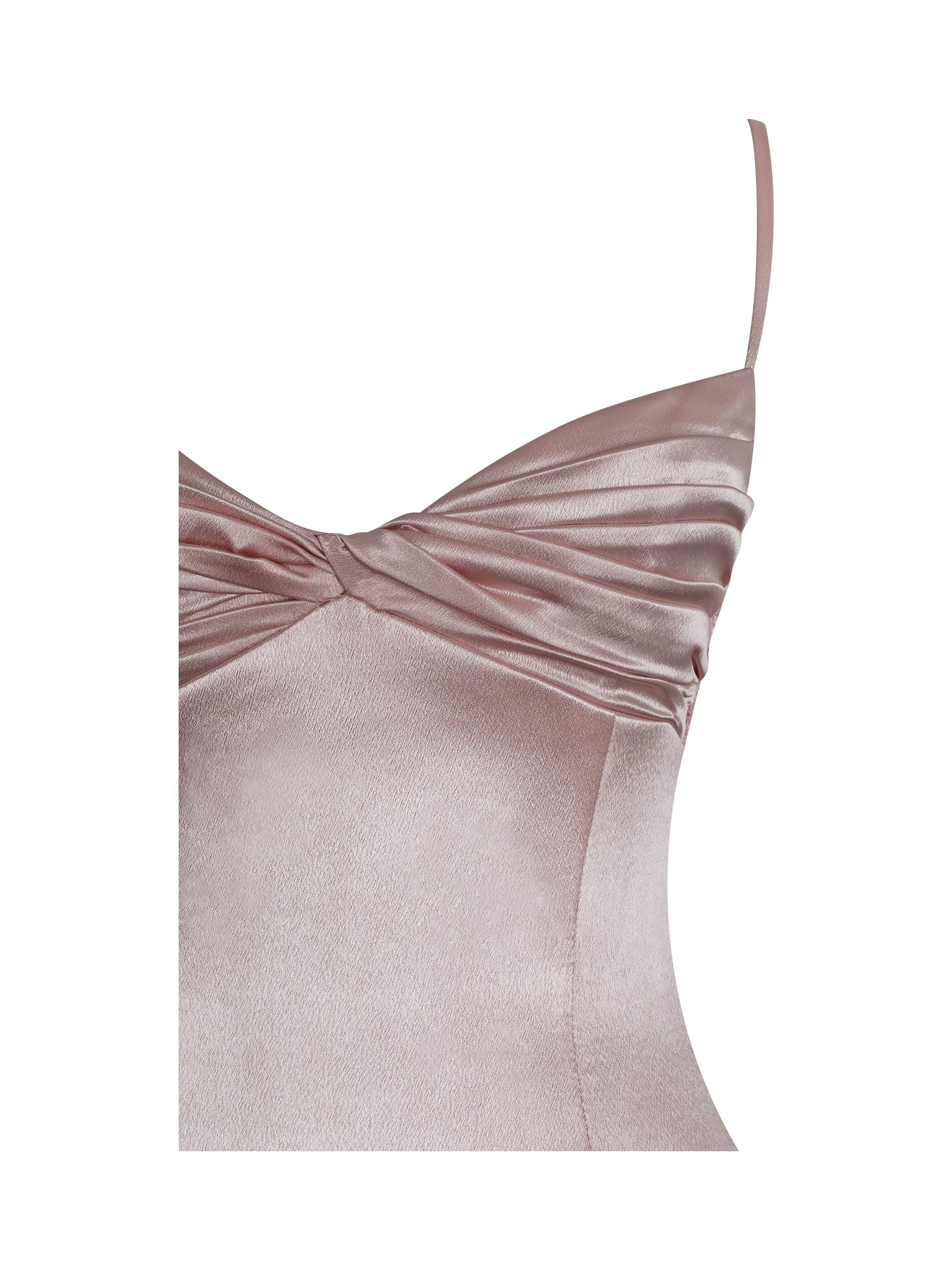 Tullia Dusty Rose Satin Ruched Midi Dress