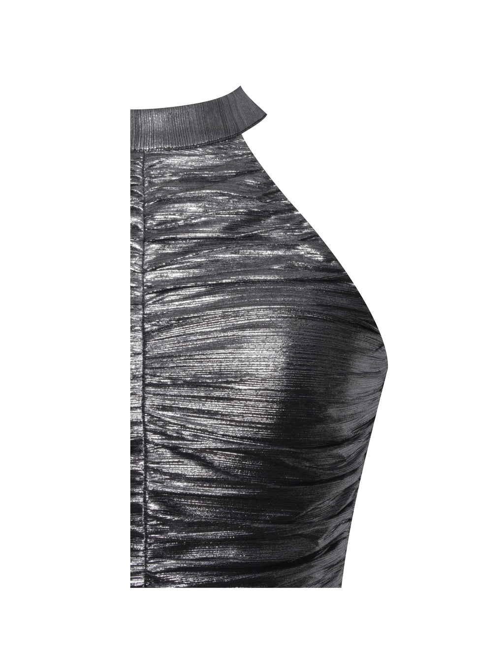 Abril Ruched Silver Glitter Backless Gown - HOUSE OF SHE