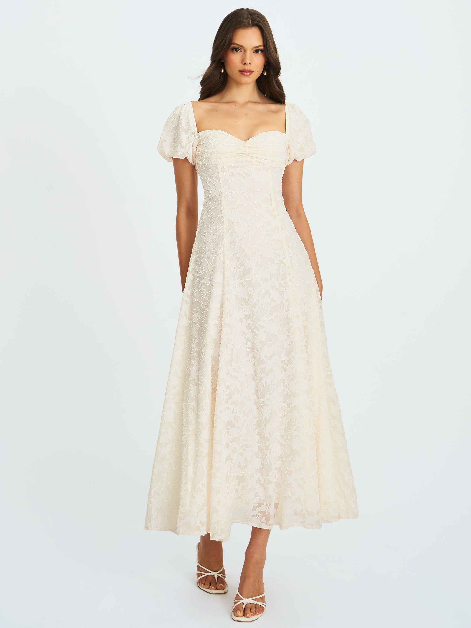 Pandora White Bubble Sleeve Backless Maxi Dress - HOUSE OF SHE