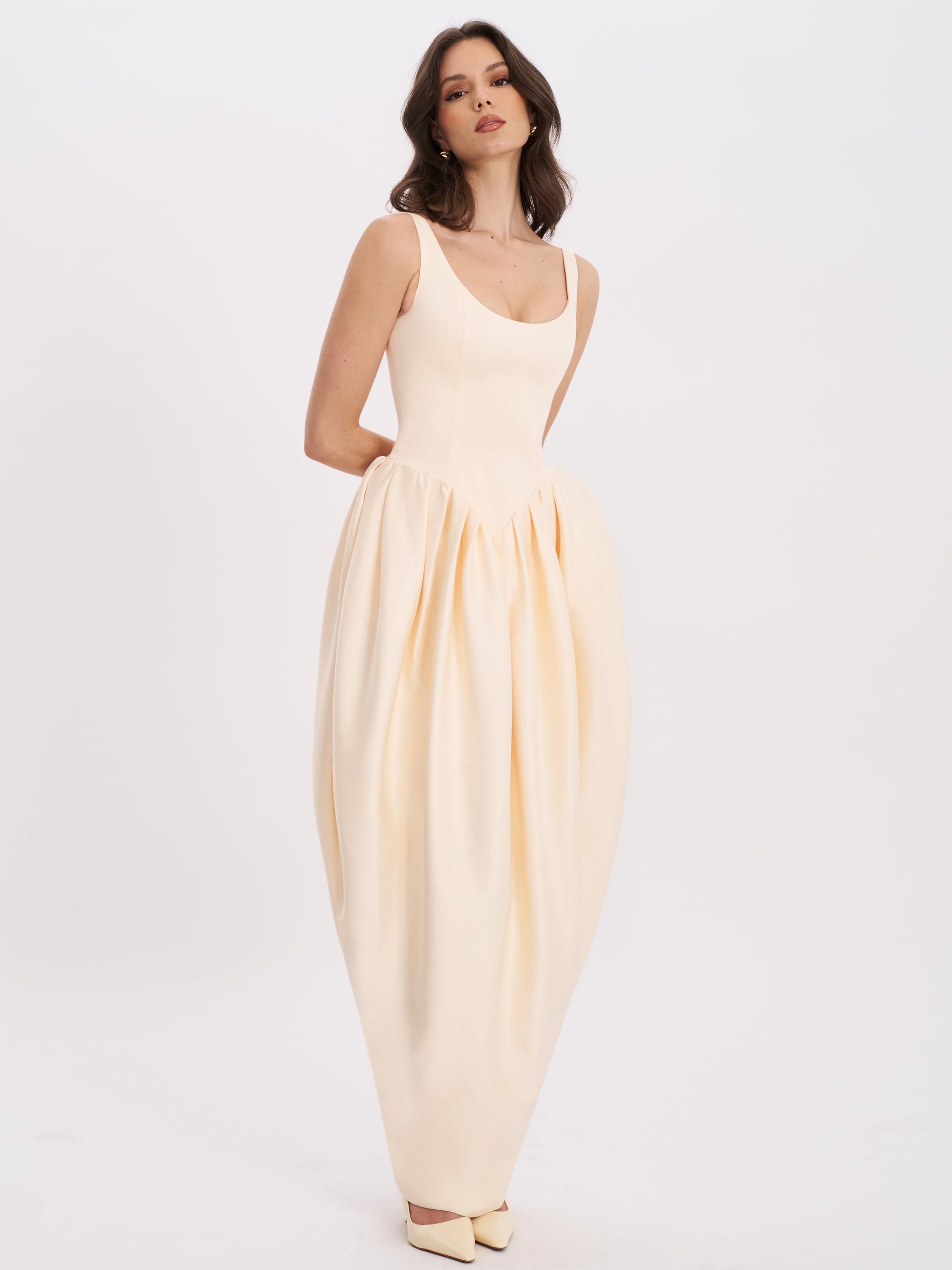Udana Butter Yellow Drop Waist Tulip Gown - HOUSE OF SHE