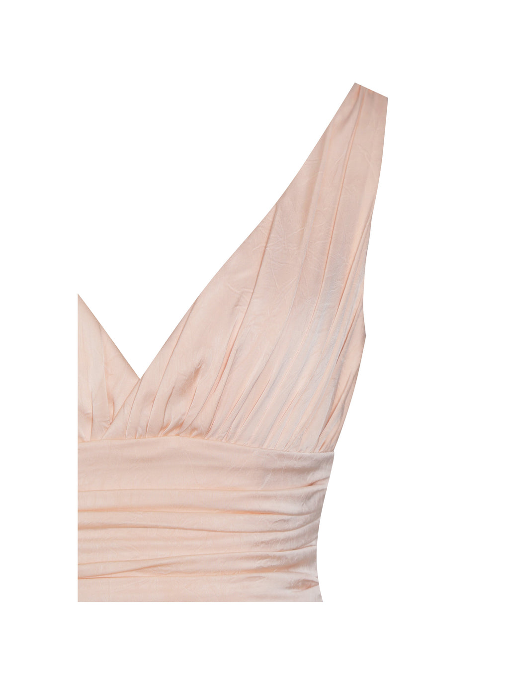 Talyssa Baby Pink Ruched Waist Double High Slit Maxi Gown - HOUSE OF SHE