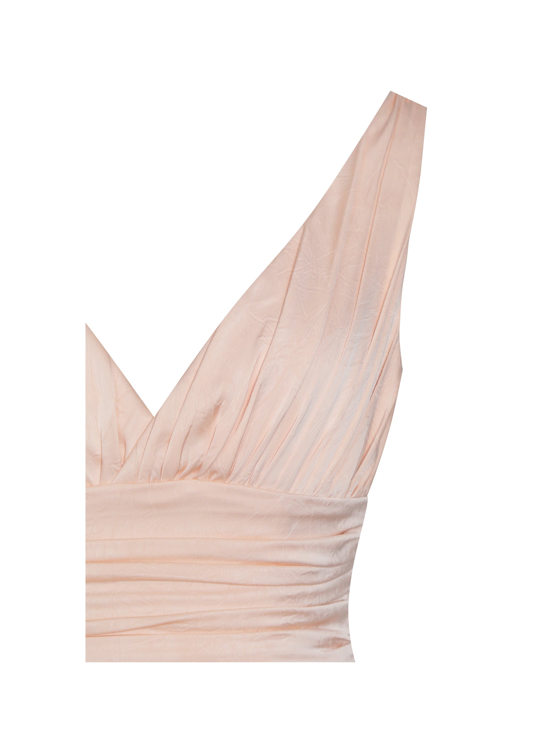 Talyssa Baby Pink Ruched Waist Double High Slit Maxi Gown - HOUSE OF SHE