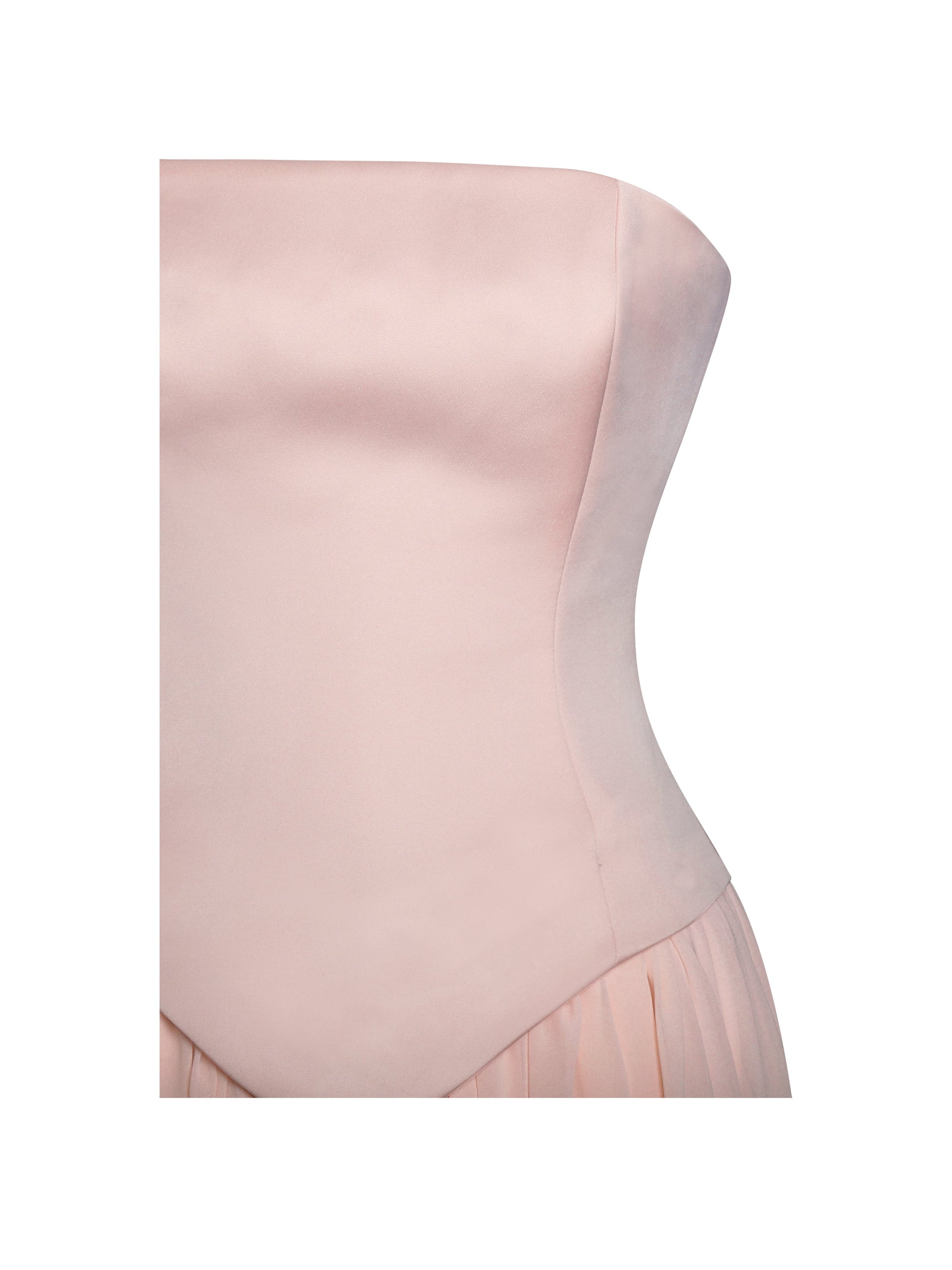Qianna Baby Pink Peplum Drop Waist Chiffon Gown