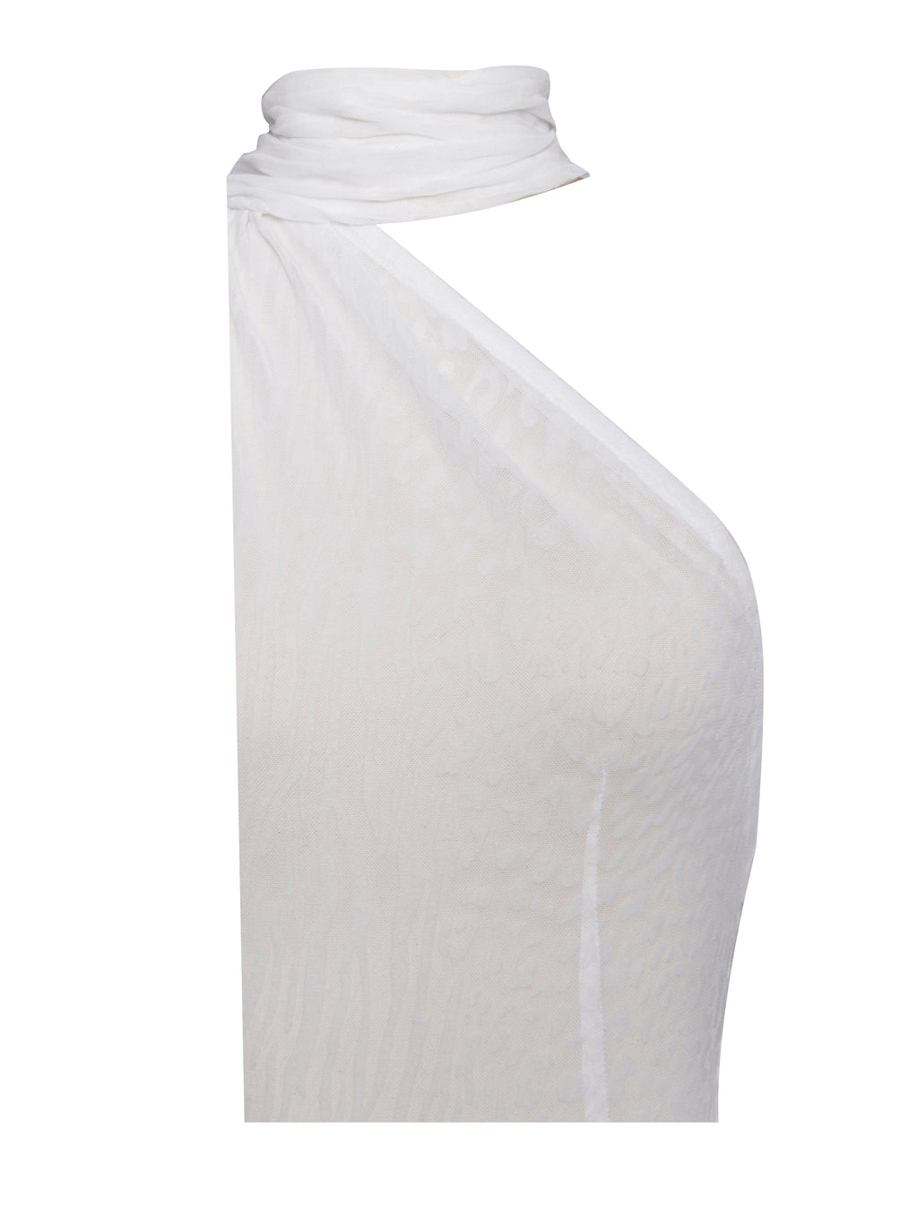 Olena White Velvet Animal Print Mesh Halter Maxi Dress - HOUSE OF SHE
