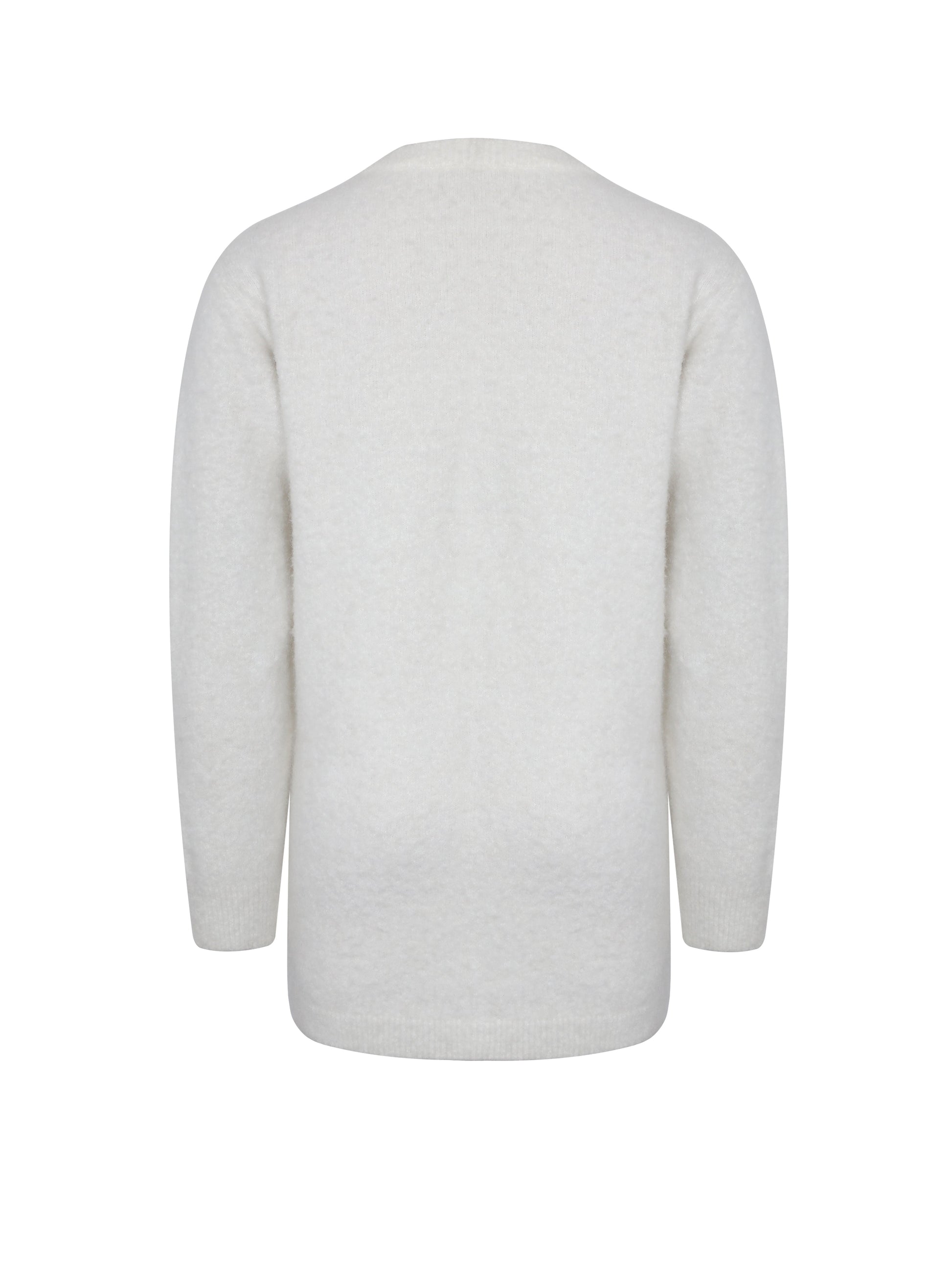 Orla White Wool-Blend Ribbed Knit Cardigan