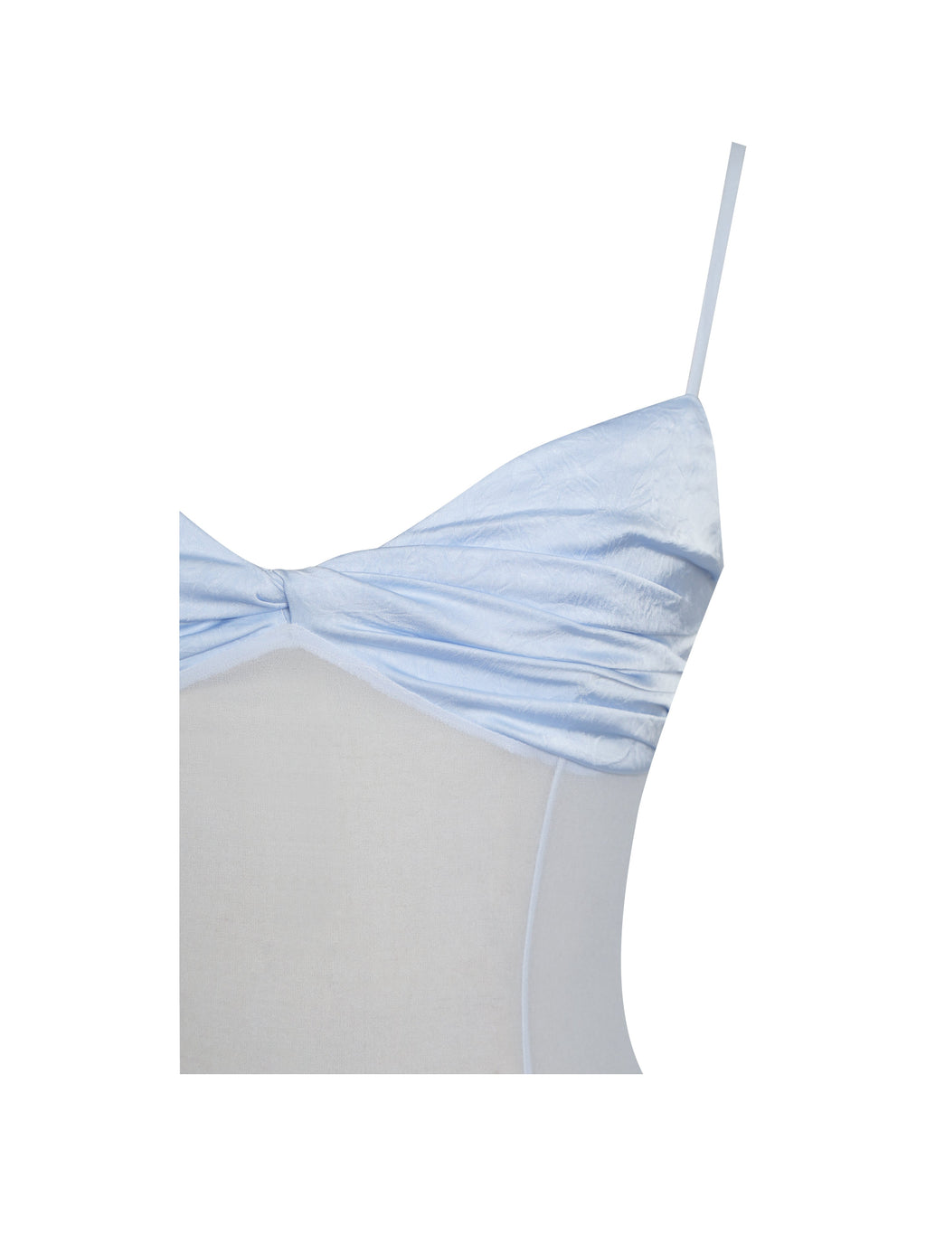 Lacy Blue Ruched Breast High Slit Chiffon Dress - HOUSE OF SHE