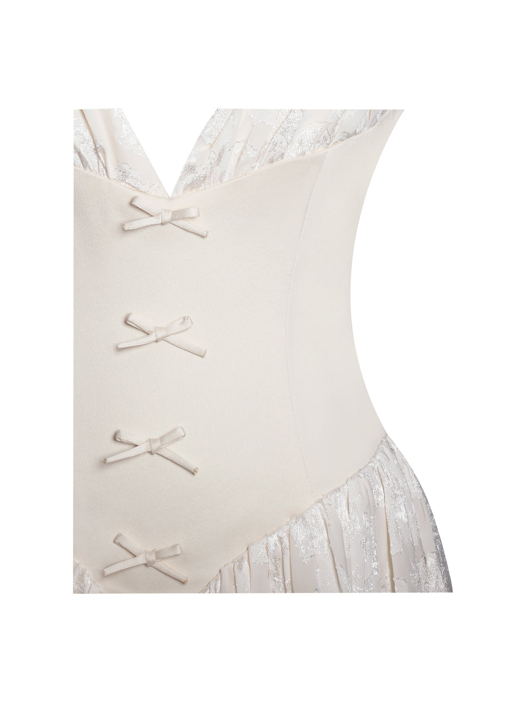 Zahara Off White Jacquard Drop Waist Mini Dress - HOUSE OF SHE