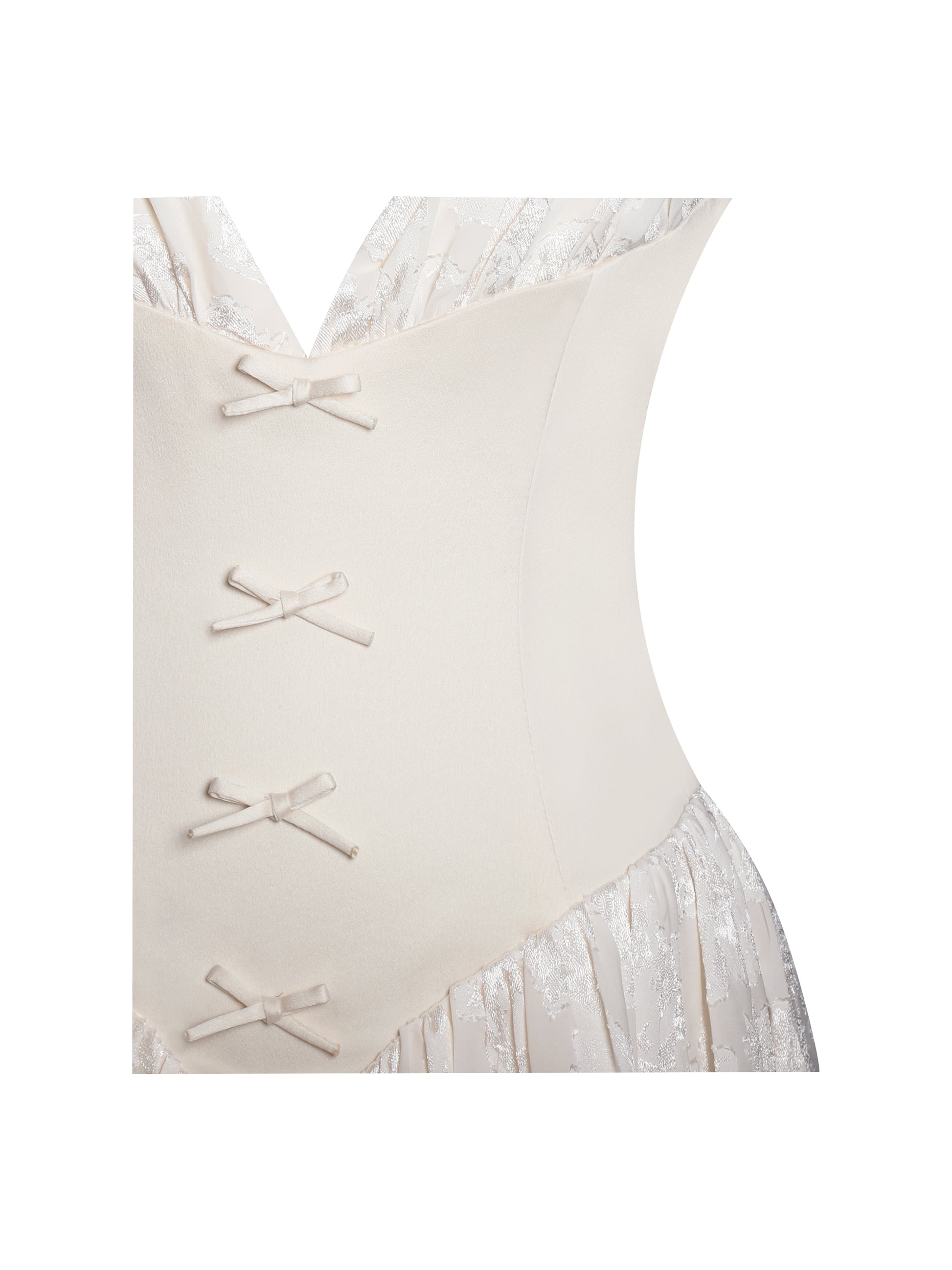 Zahara Off White Jacquard Drop Waist Mini Dress - HOUSE OF SHE