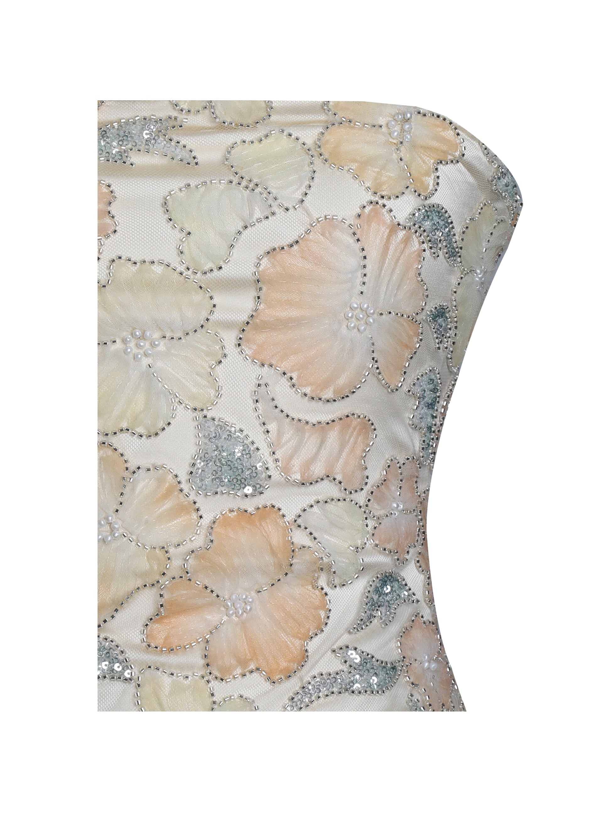 Quanisha Yellow Beaded Floral Mini Chiffon Dress with Scarf - HOUSE OF SHE
