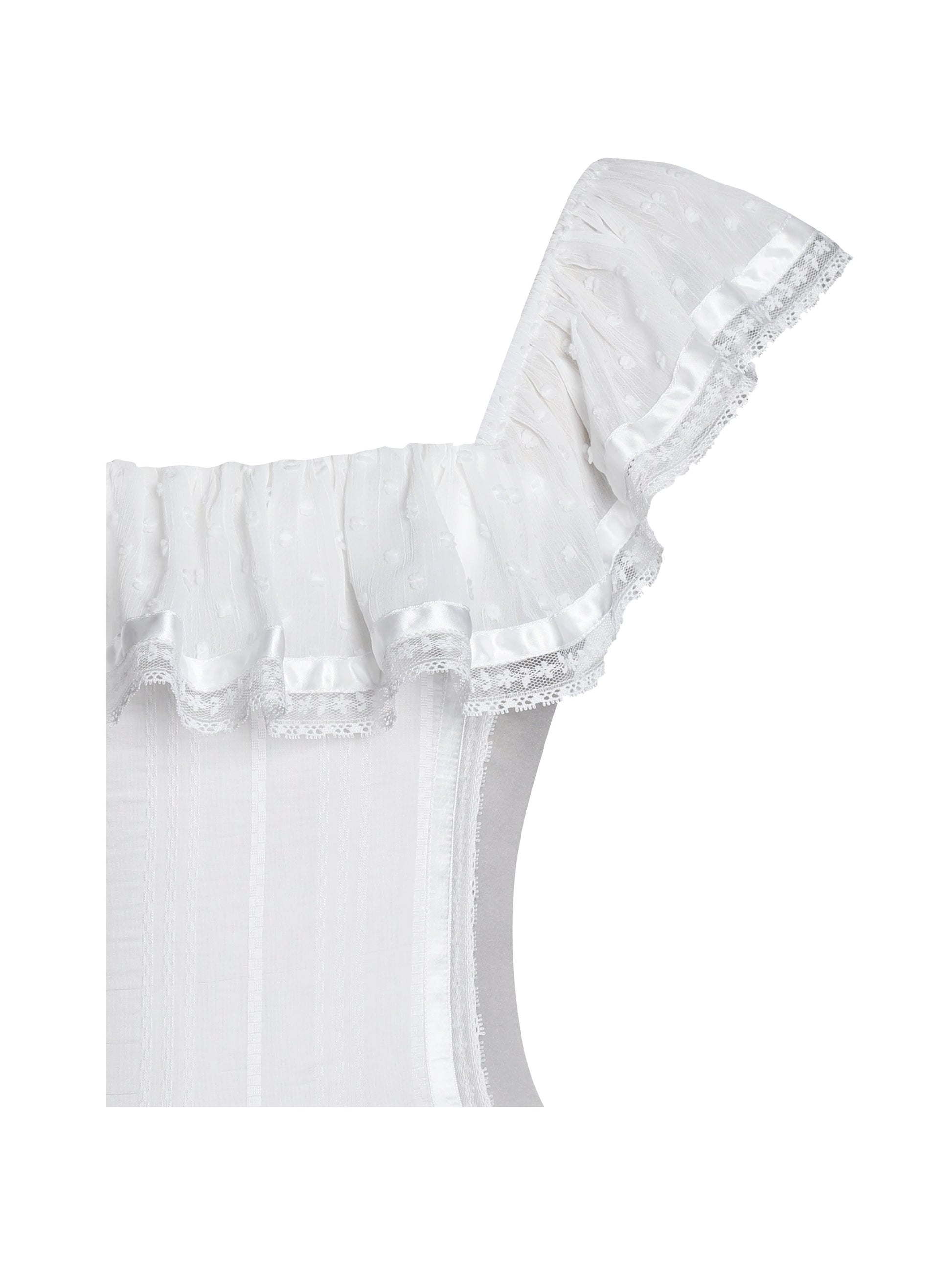 Eden Square Neck Ruffle Trim High Waist Midi Dress - HOUSE OF SHE