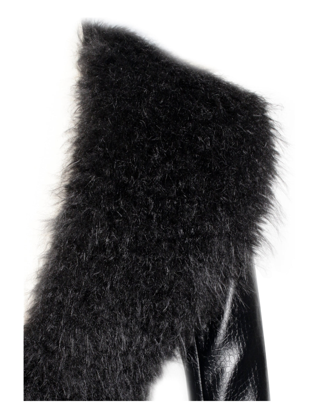 Zella Black Fur Vegan Croc Leather Coat