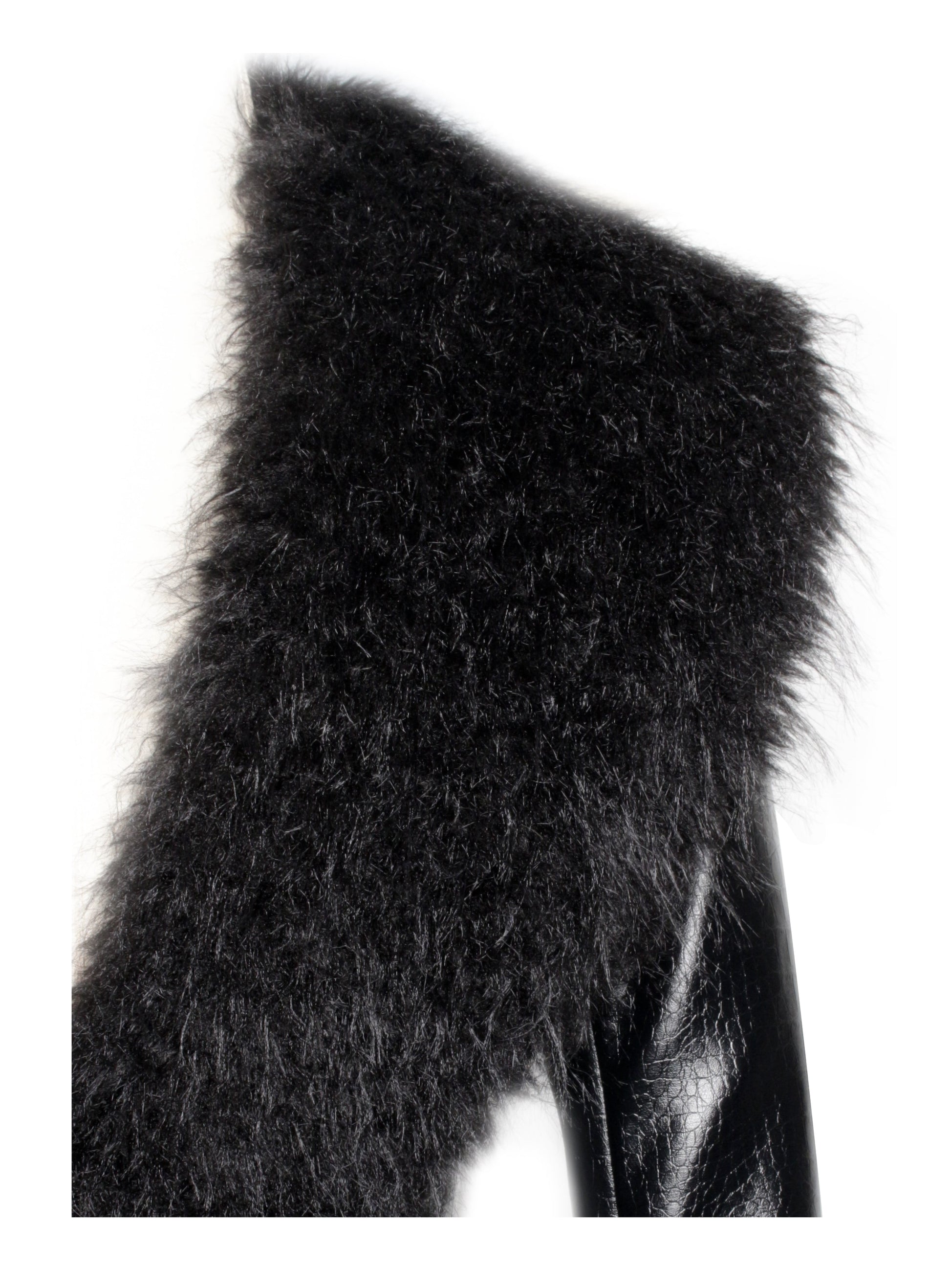 Zella Black Fur Vegan Croc Leather Coat