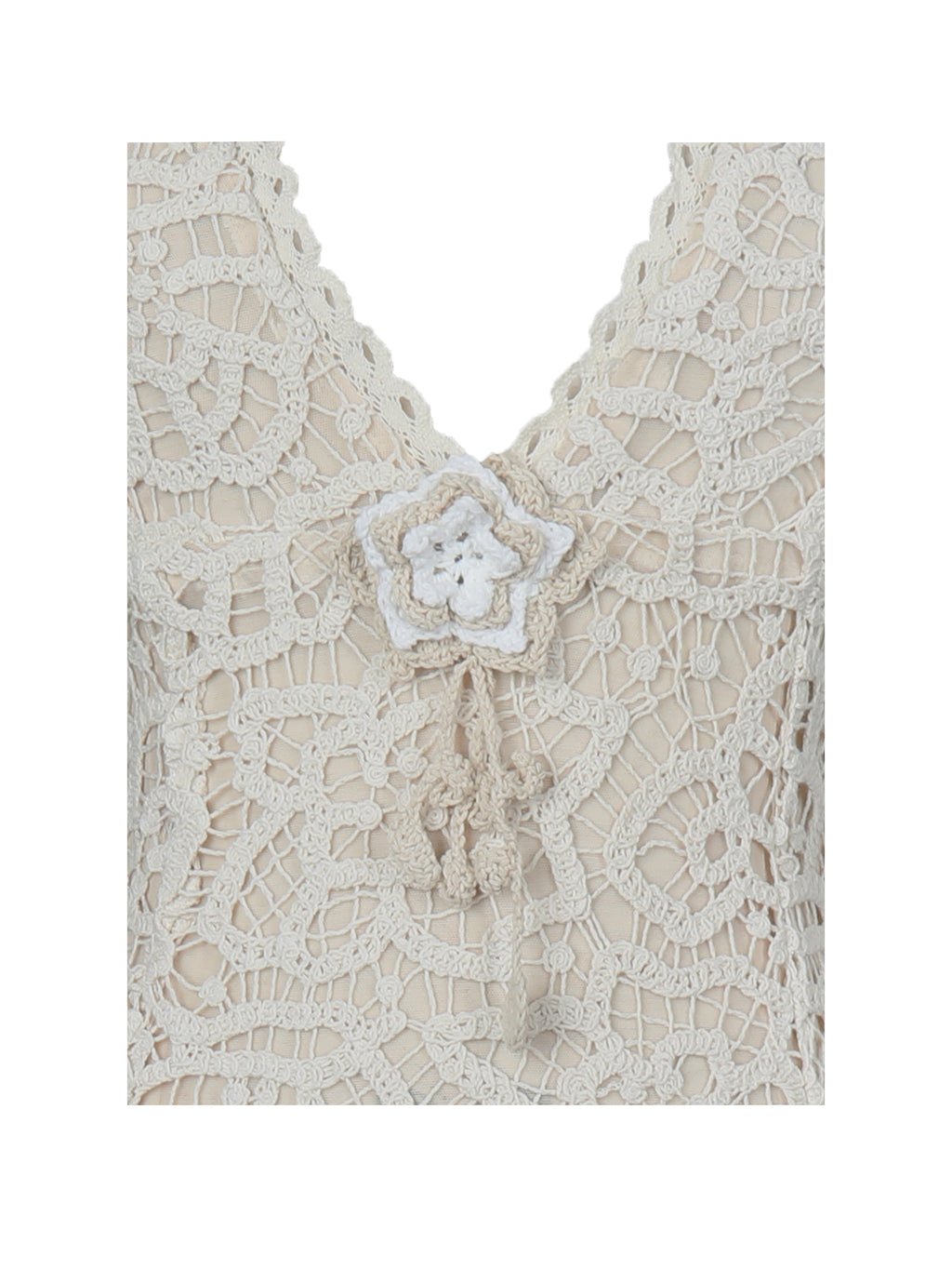 Faelyn Off-White Double Fringe Crochet Halter Maxi Dress - HOUSE OF SHE