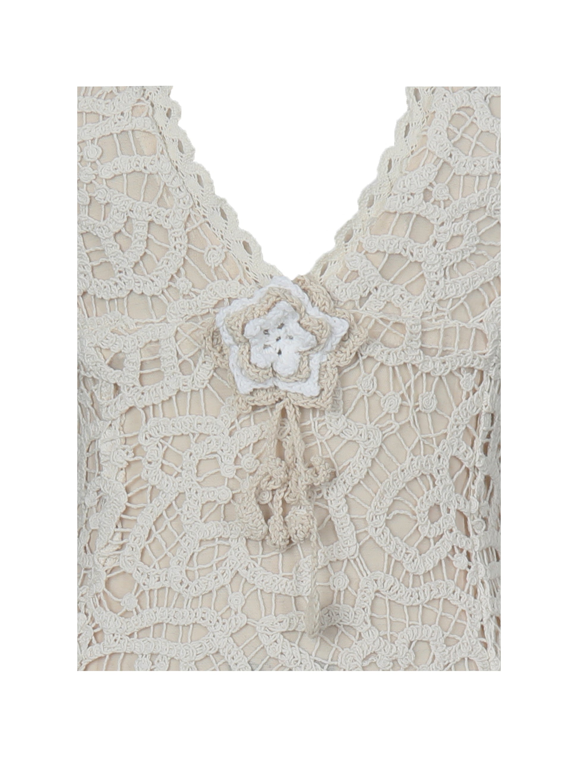 Faelyn Off-White Double Fringe Crochet Halter Maxi Dress - HOUSE OF SHE