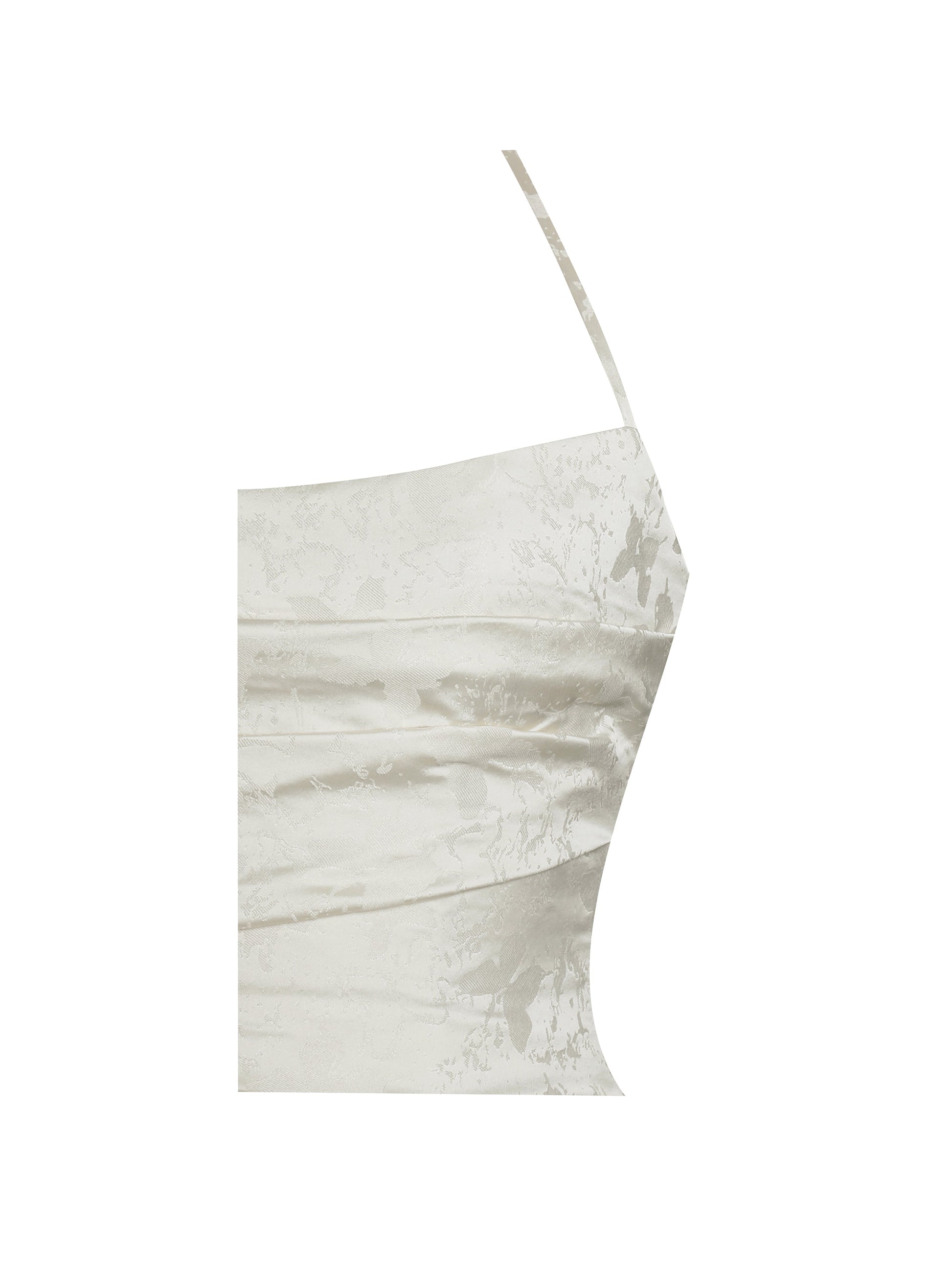 Raegan Pearl White Jacquard Rouched Maxi Dress - HOUSE OF SHE