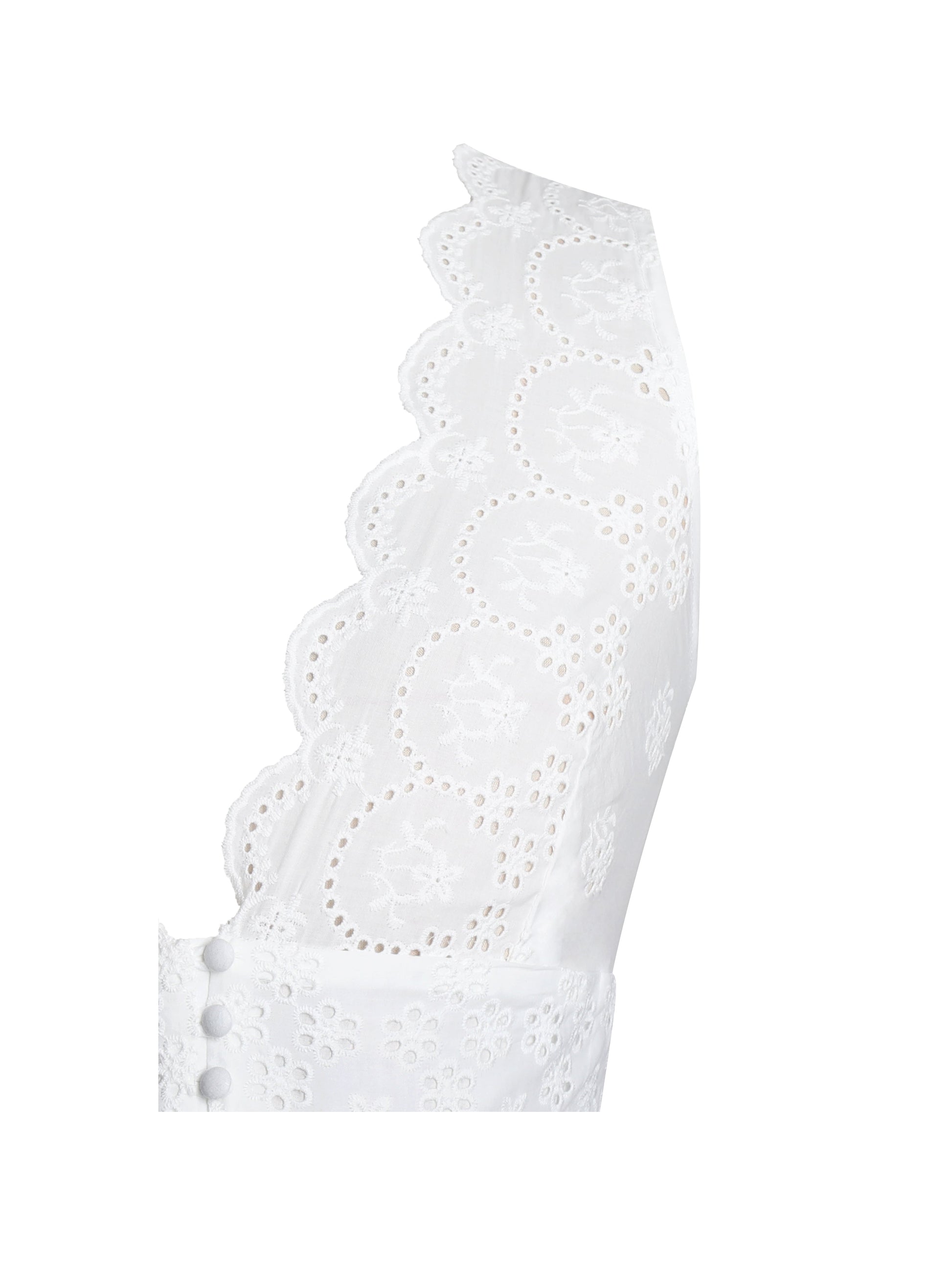 Raia White Eyelet Wave Trim Crop Vest Top - HOUSE OF SHE