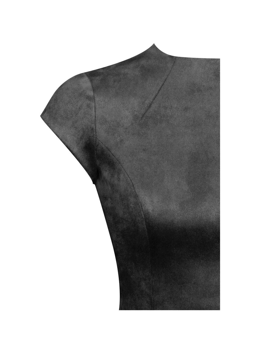 Jacqueline Backless Black Mini Puffy Suede Dress  HOUSE OF SHE