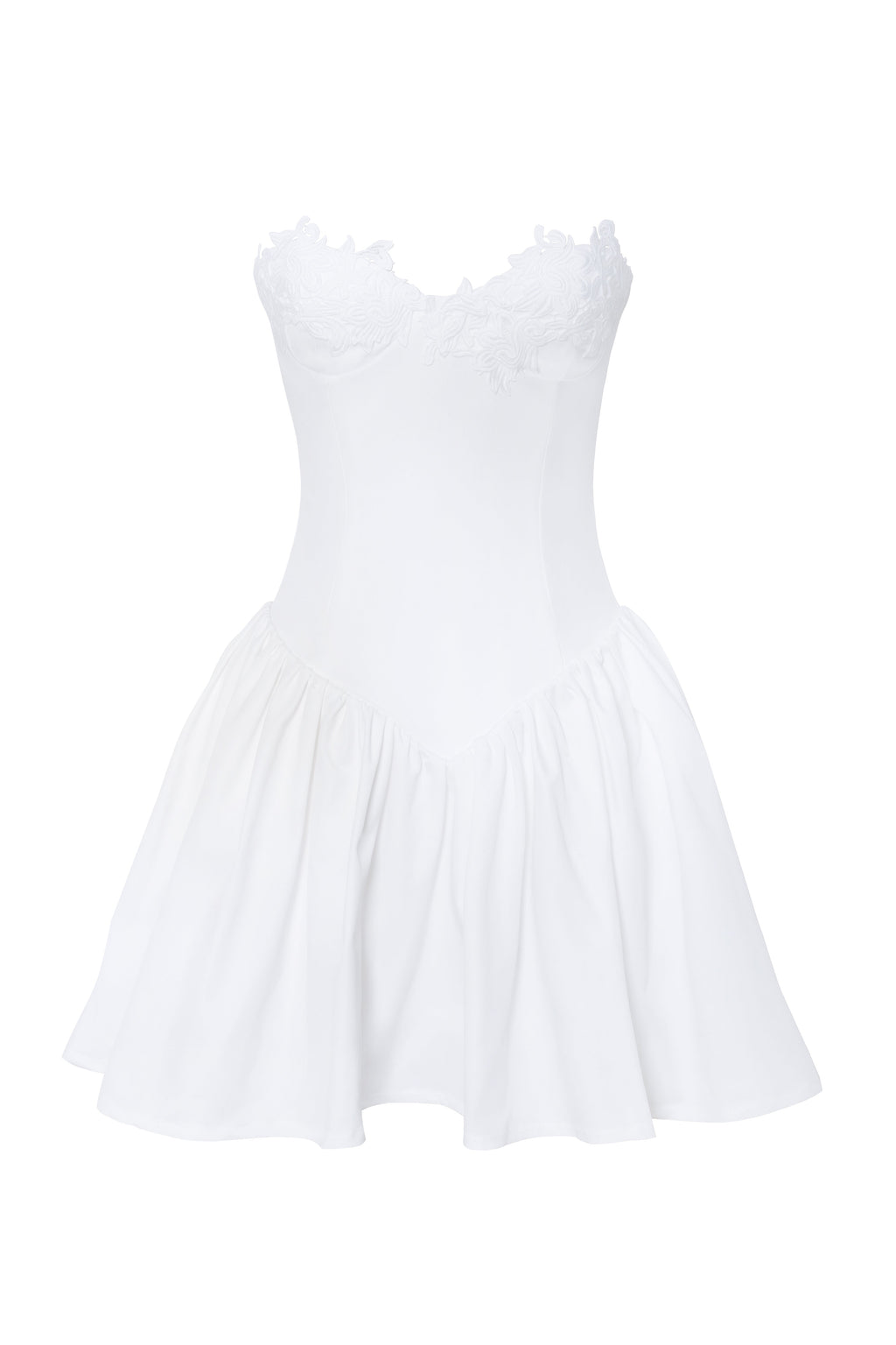 Sacha White Lace Drop Waist Corset Mini Dress - HOUSE OF SHE