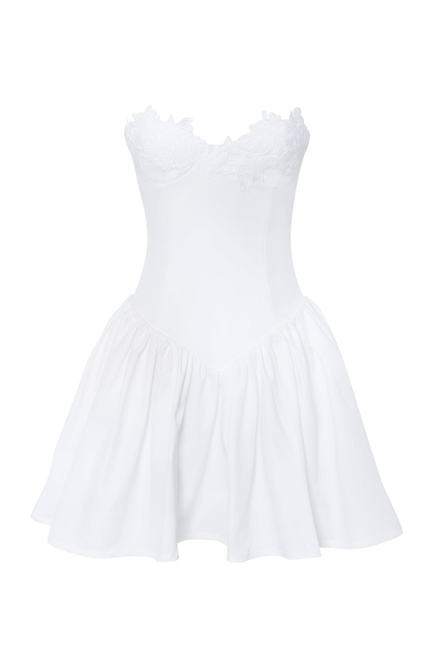 Sacha White Lace Drop Waist Corset Mini Dress