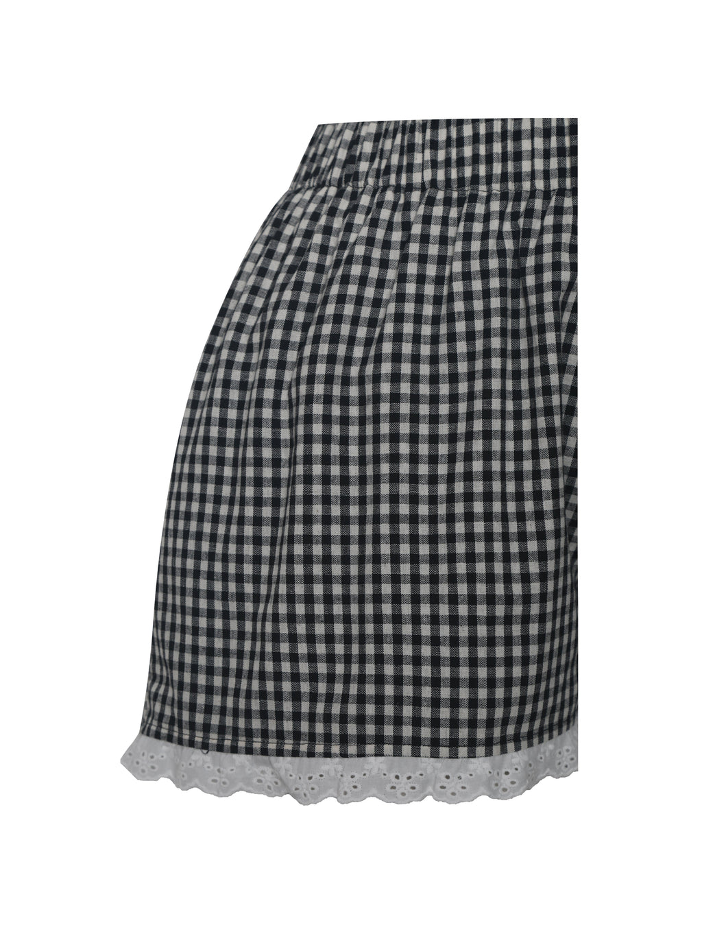 Qutayla Black Gingham Lace Trim Shorts - HOUSE OF SHE