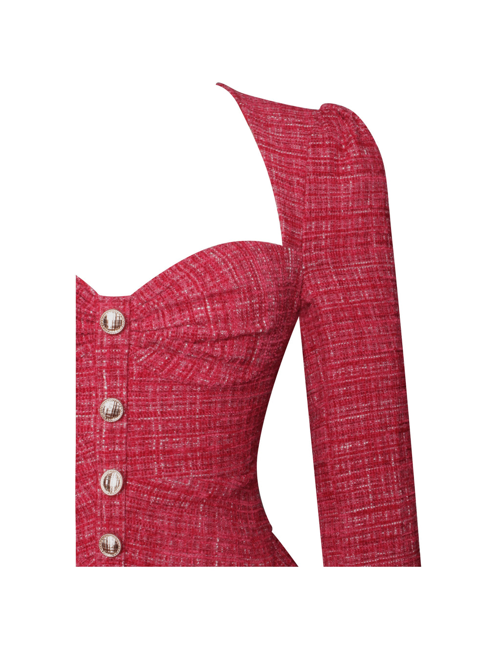 Tae Red Tweed Long Sleeve Drop Waist Mini Dress  HOUSE OF SHE