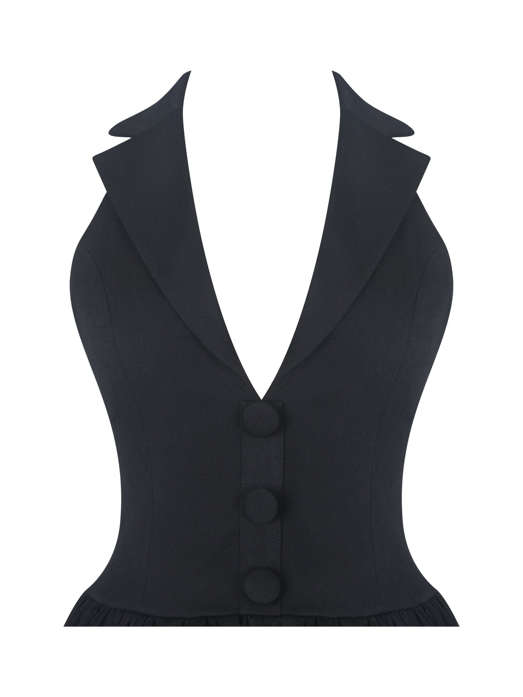 Delaney Black Lapel Halter Midi A-Line Dress