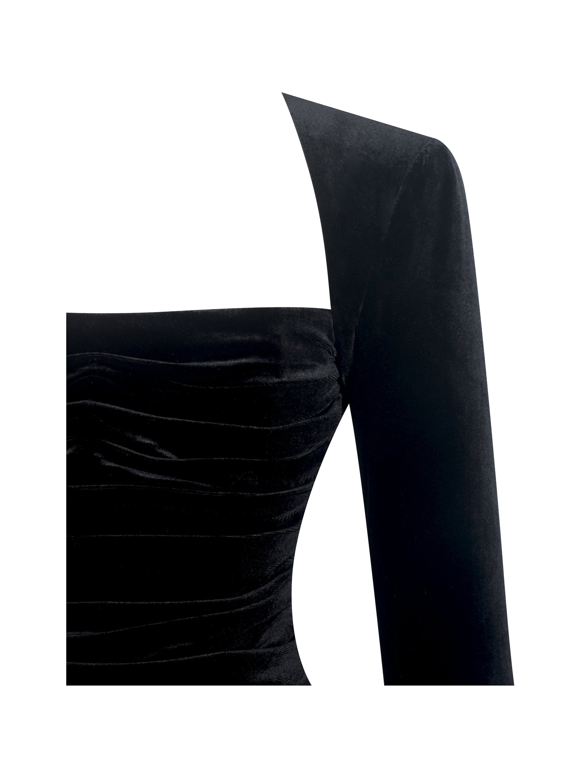 Catrina Black Velvet Square Neck Bow-Tie Mini Dress