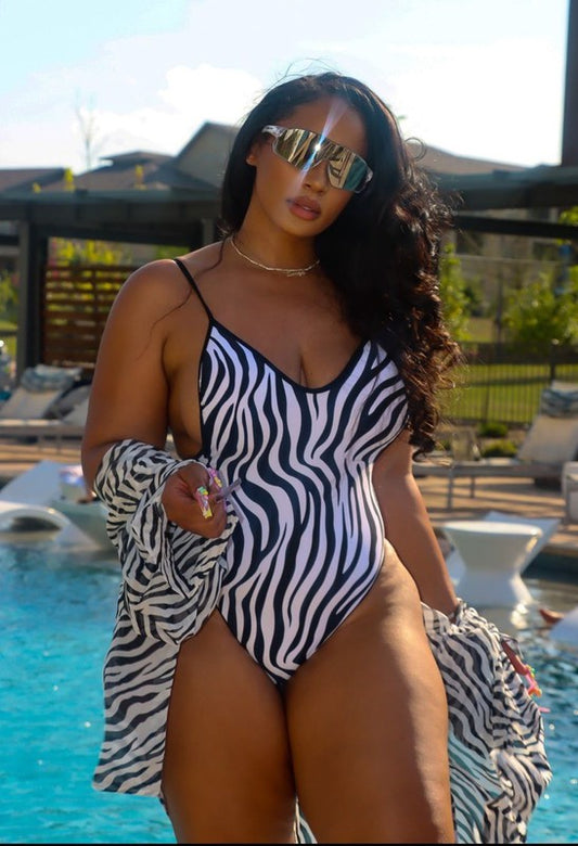 ONE-PIECE ZEBRA PRINT BATHING SUIT  HOUSE OF SHE