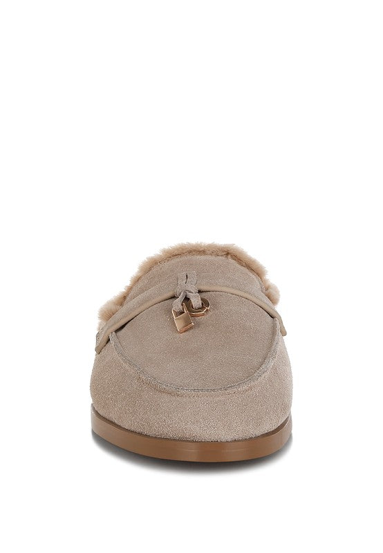 Bosnia Suede & Faux Fur Slip On Mules  HOUSE OF SHE