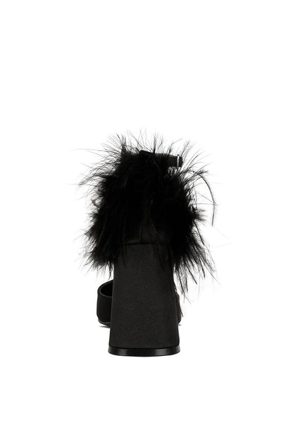 Palmetta Fur Detail Block Heel  HOUSE OF SHE