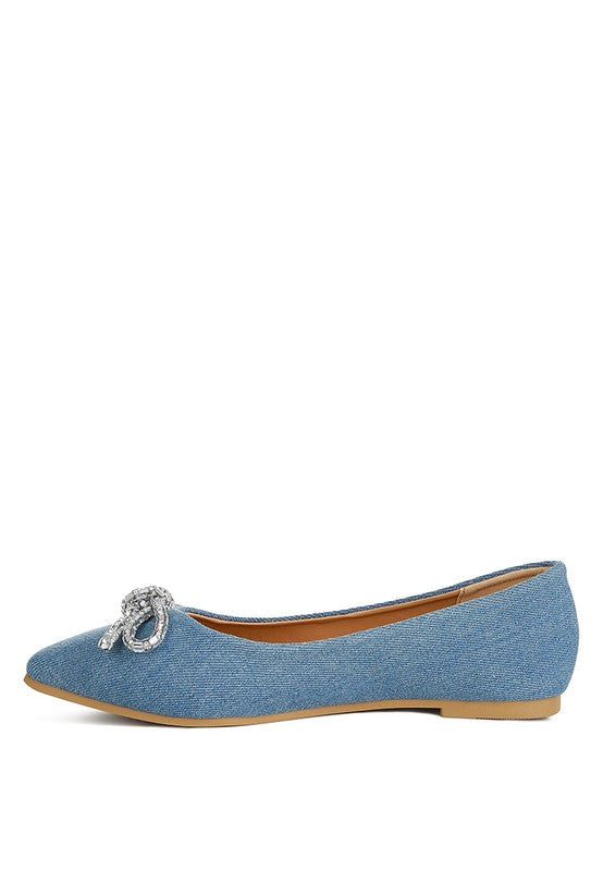 Ellerby Embellished Bow Detail Ballet Flats - HOUSE OF SHE