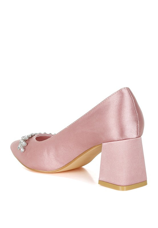 Abatina Satin Diamante Embellished Pumps  HOUSE OF SHE