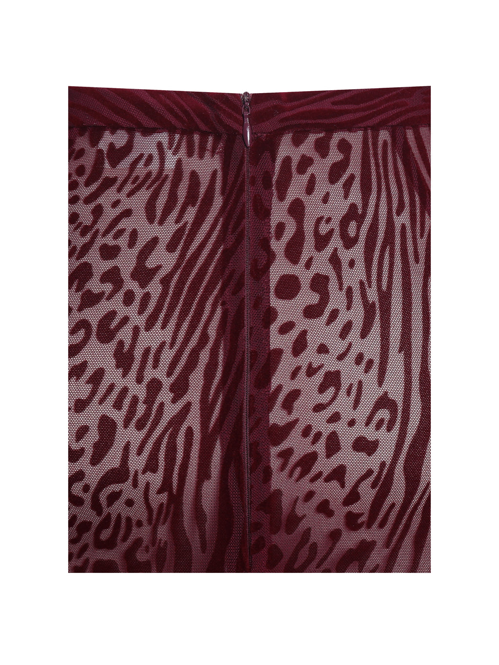Halia Burgundy Animal Print Burnout Velvet Fur Trim Skirt - HOUSE OF SHE