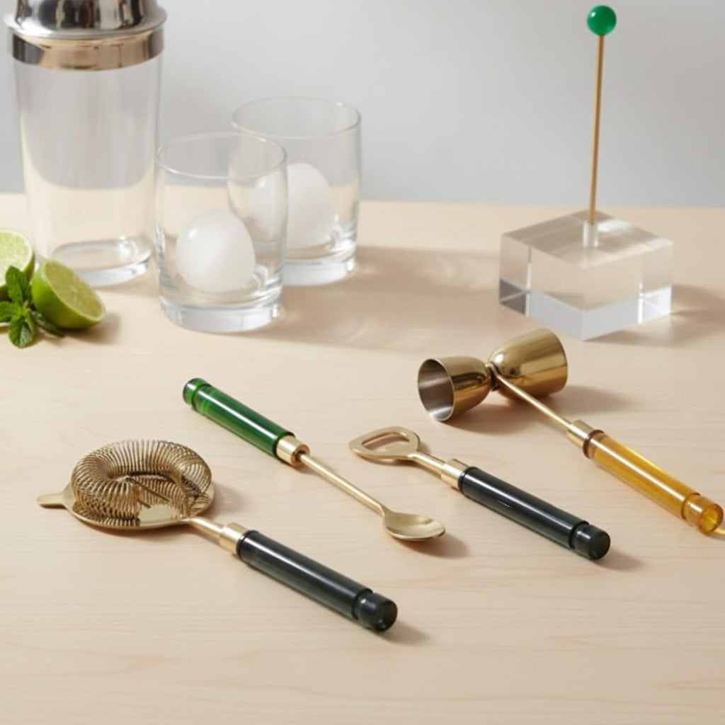 5-PC Gold Bartender Kit with Stand & Color Handles - HOUSE OF SHE