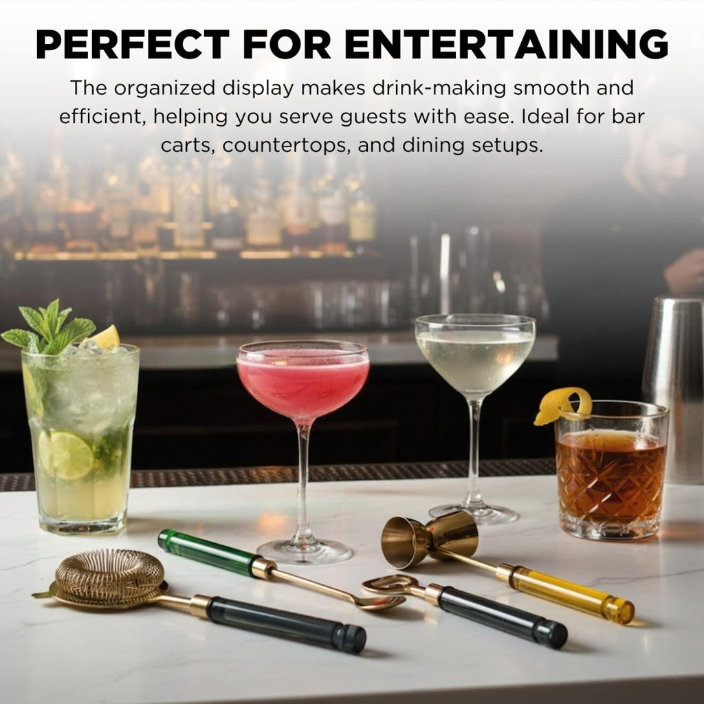 5-PC Gold Bartender Kit with Stand & Color Handles - HOUSE OF SHE