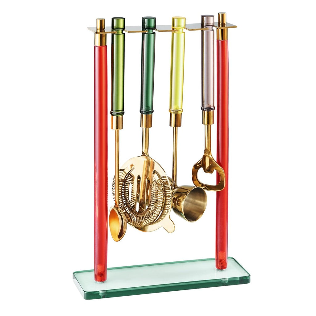 5-PC Gold Bartender Kit with Stand & Color Handles - HOUSE OF SHE