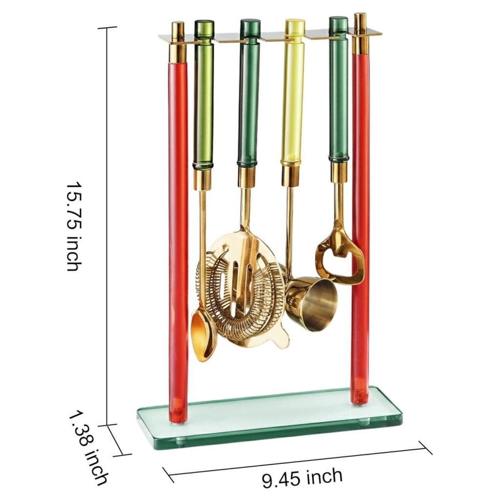 5-PC Gold Bartender Kit with Stand & Color Handles - HOUSE OF SHE