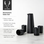 5-Piece Stoneware Sake Set in Black - HOUSE OF SHE