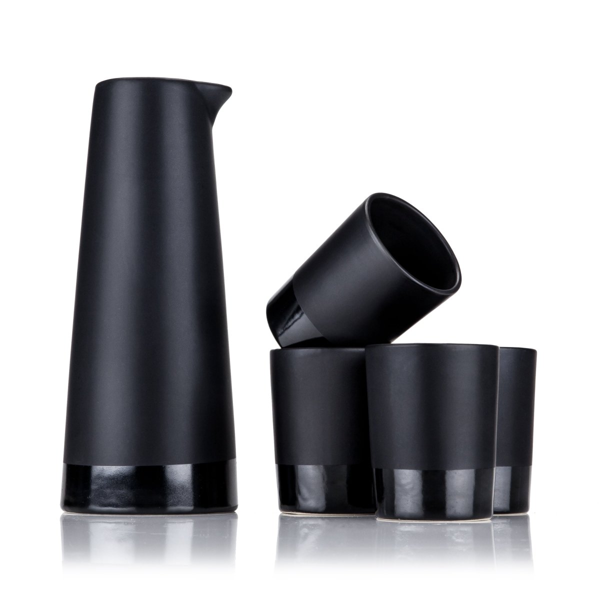 5-Piece Stoneware Sake Set in Black - HOUSE OF SHE