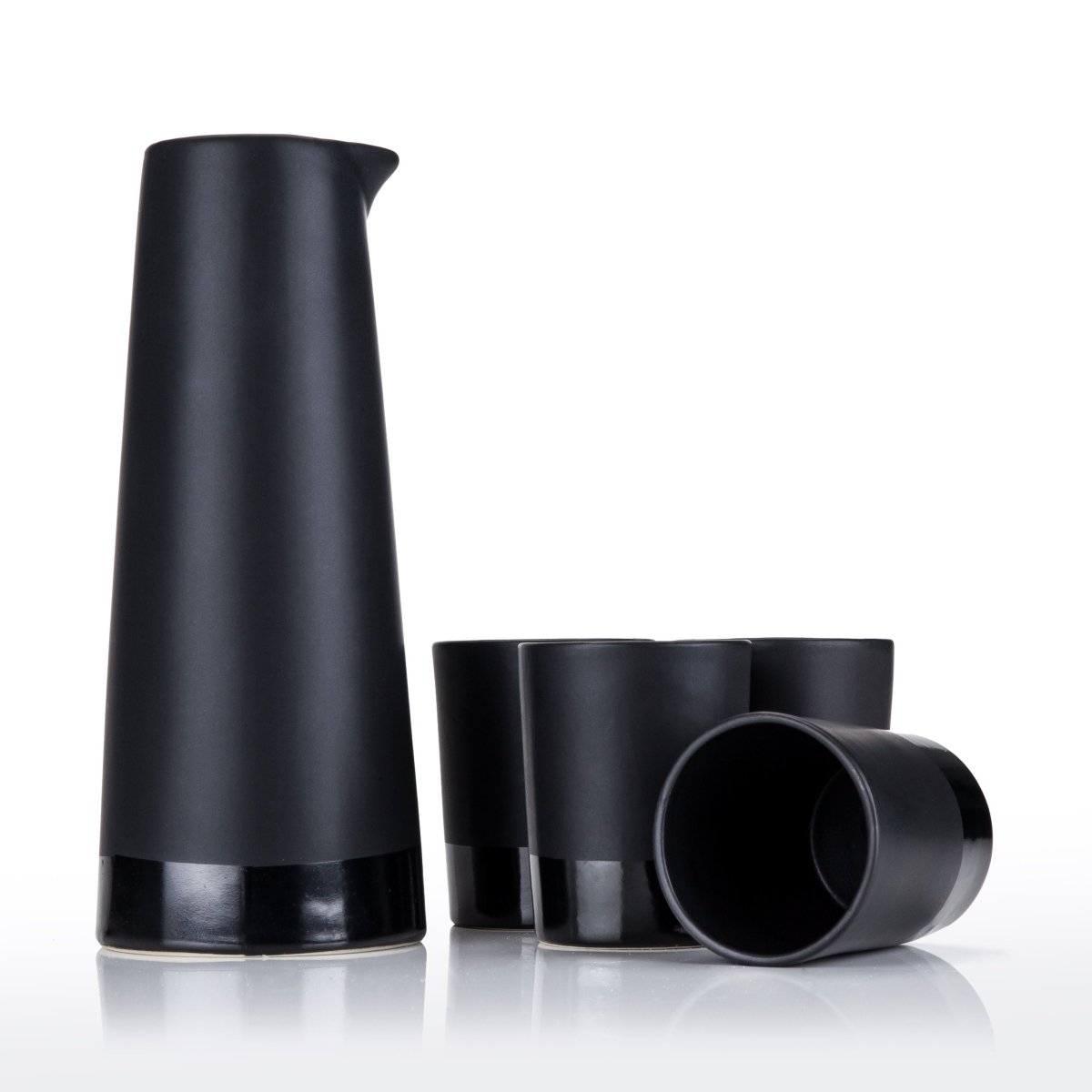 5-Piece Stoneware Sake Set in Black - HOUSE OF SHE