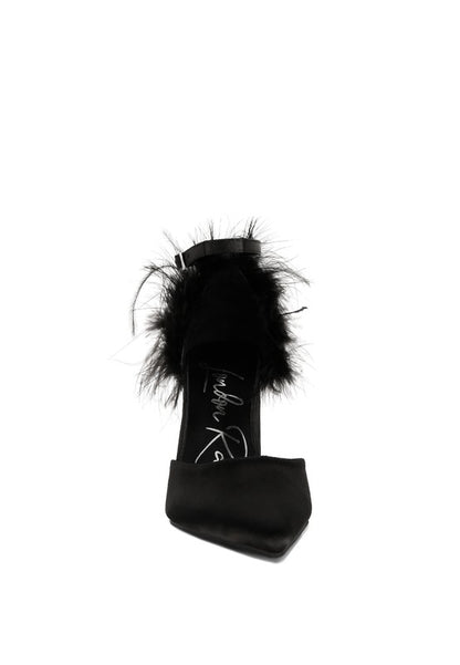 Palmetta Fur Detail Block Heel  HOUSE OF SHE