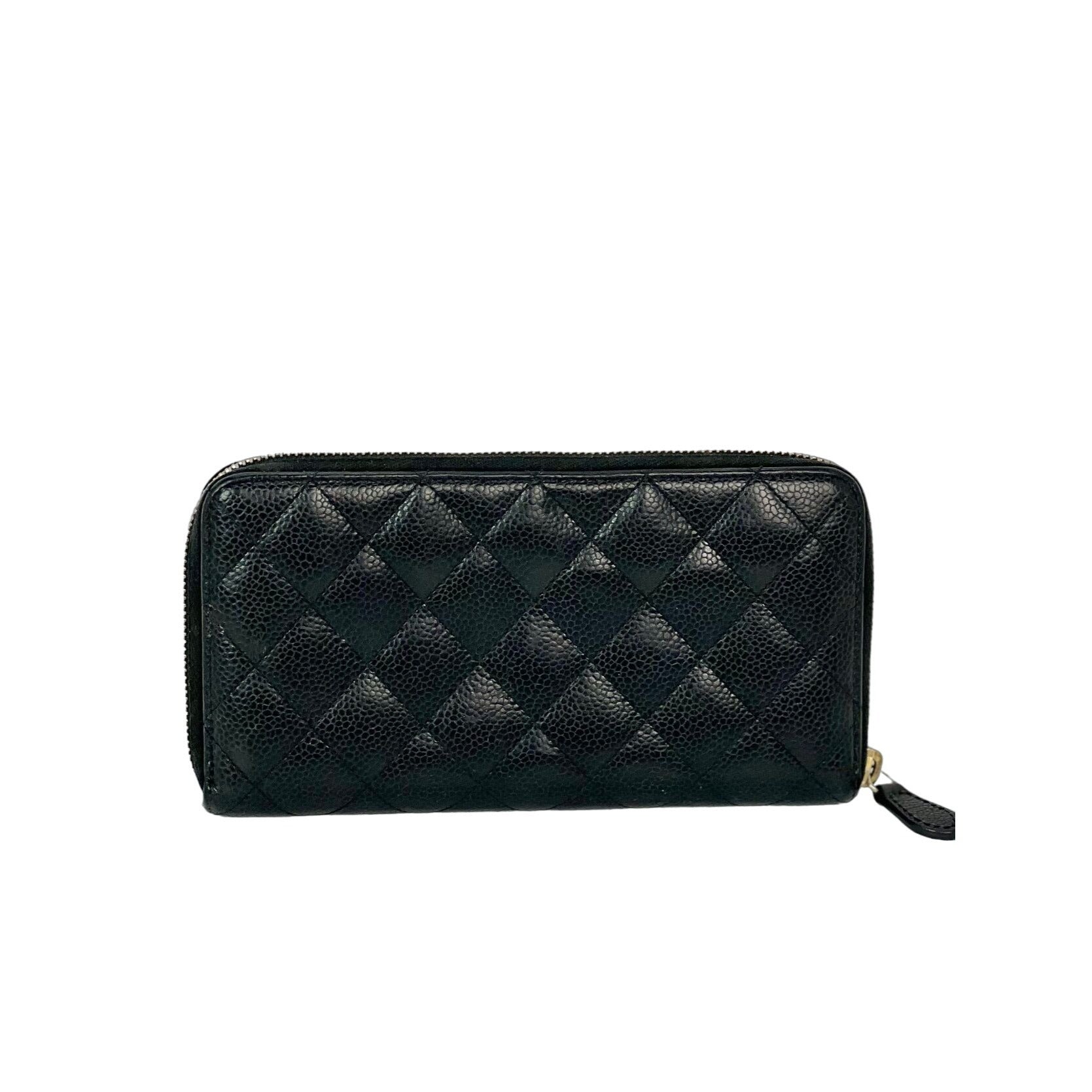 Chanel Caviar Quilted Large Gusset  Zip Around Black Wallet - HOUSE OF SHE
