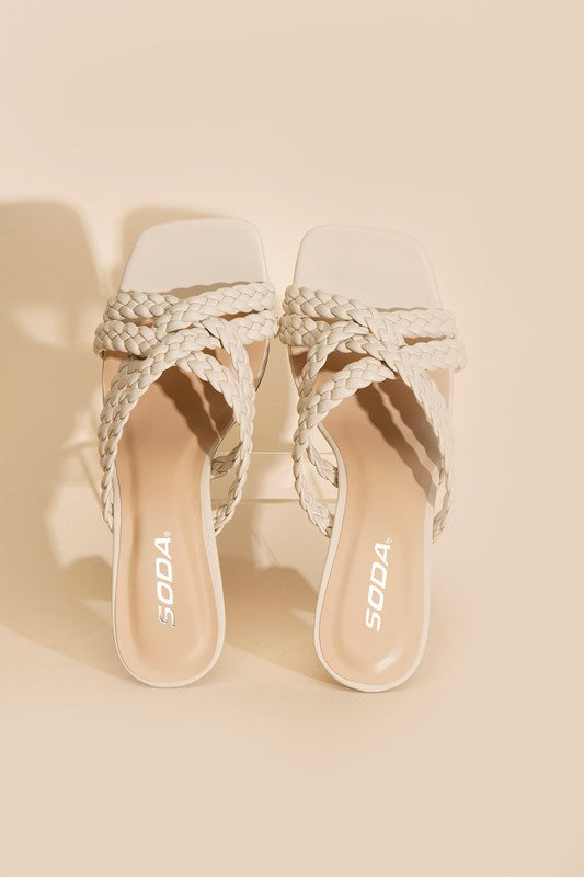 KELLAN-S Double Cross Braided Heels  HOUSE OF SHE