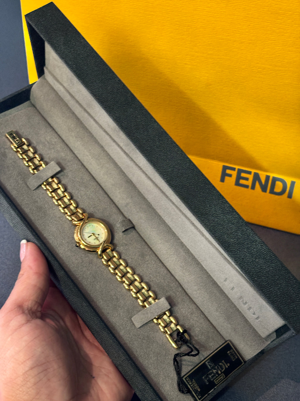 Fendi Round Mother of Pearl Gold Watch - Authentic w/ COA  HOUSE OF SHE
