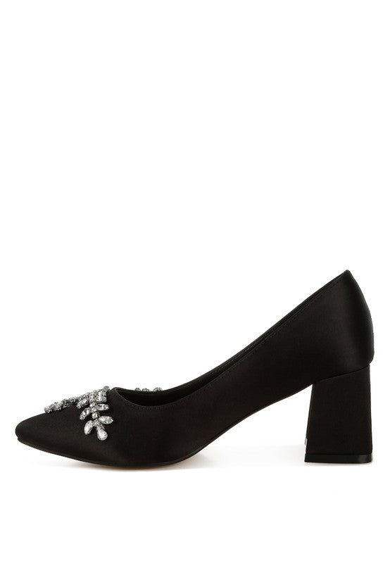 Abatina Satin Diamante Embellished Pumps  HOUSE OF SHE