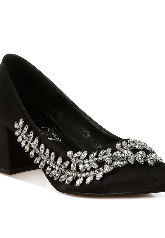 Abatina Satin Diamante Embellished Pumps  HOUSE OF SHE