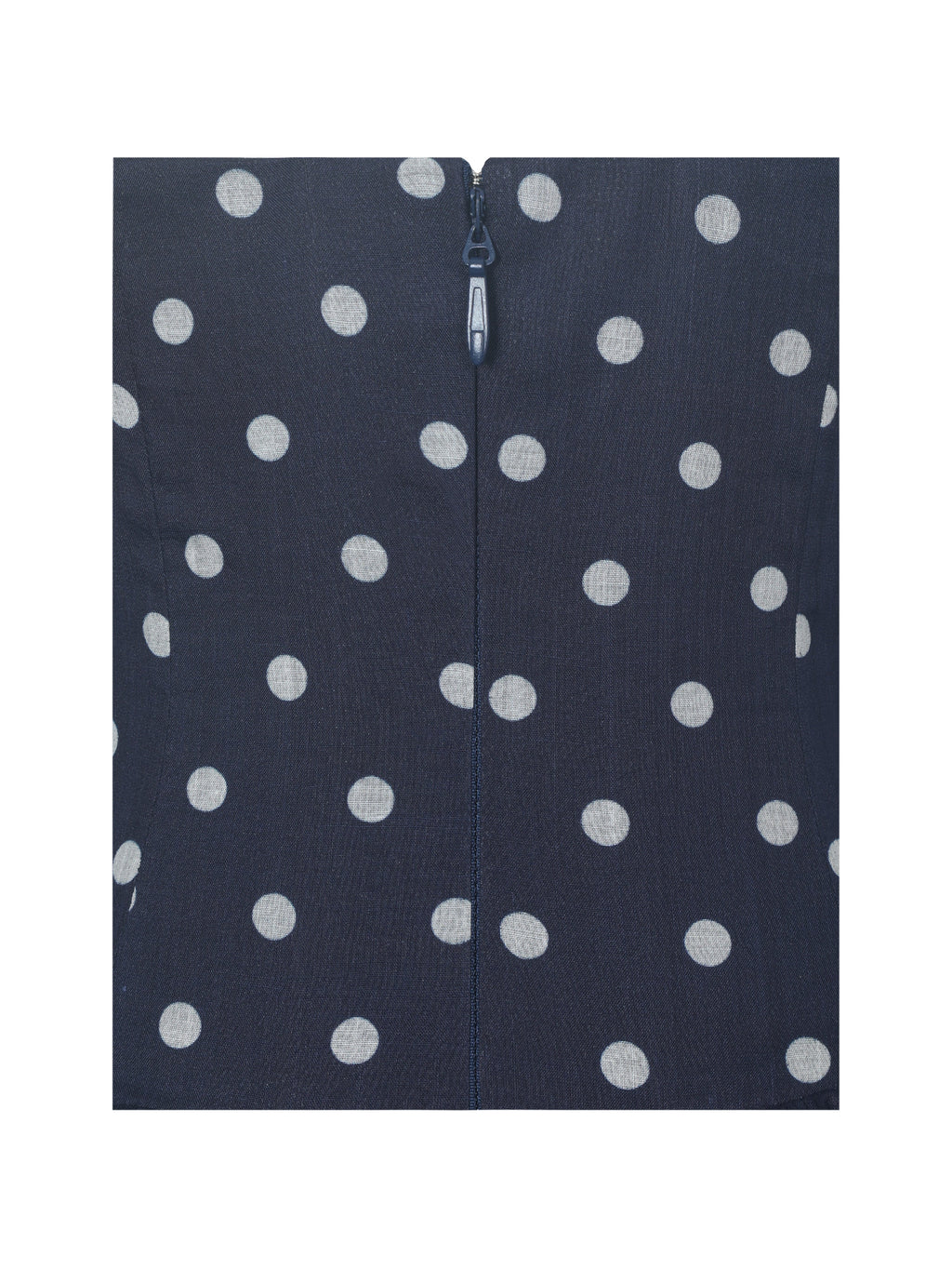 Yamina Navy Polka Dot Ramie Crossover Halter Gathered Mini Dress